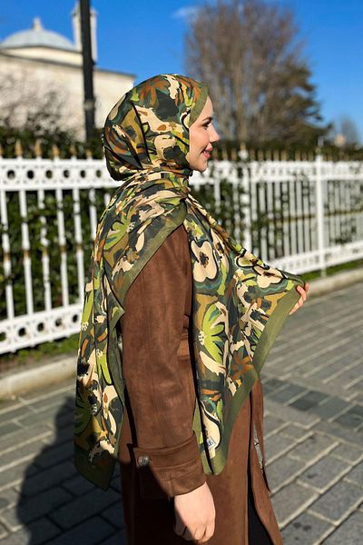 EVERMORE Σάλι Elegance - Violeta Pattern - EM004-14 - Πράσινες αποχρώσεις
