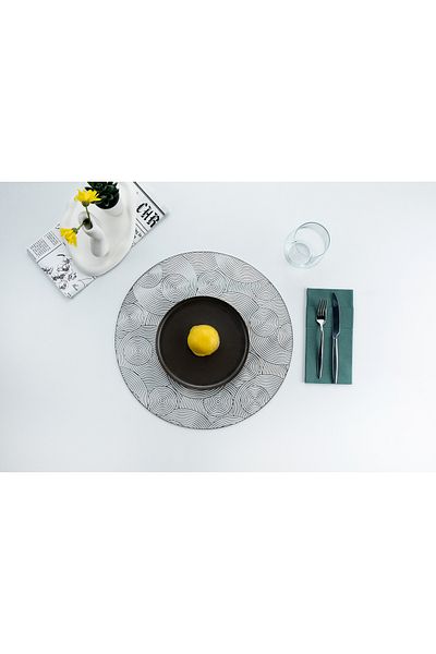 netteucuzluk Set of 4 Round Patterned Supla Runner - 38 cm American Service Home Tableware Dining Decoration