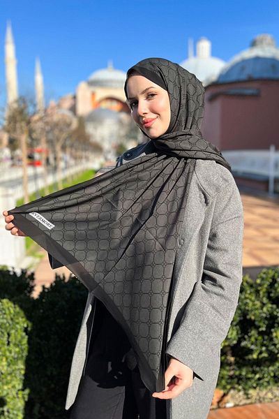 EVERMORE Şal proaspăt - Model de trifoi - Em060-08 - Afumat