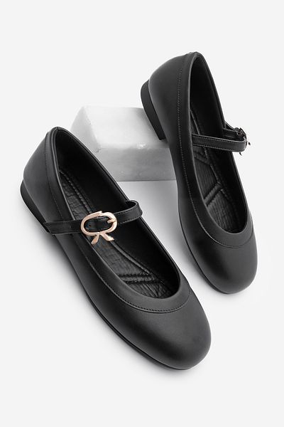 Marjin Schwarze Meladi-Ballerinas – Damen-Schnalle