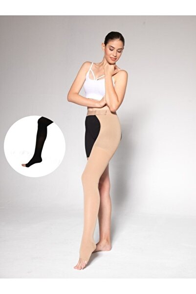 Varicease 92L0 Classic Orta Basınç Belden Kemerli Burnu Açık Çorap (Sol Bacak)