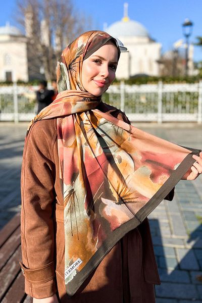 EVERMORE Fresh Shawl - Dream Pattern - EM002-06 - Μπορντό, Πράσινο, Αποχρώσεις Καφέ
