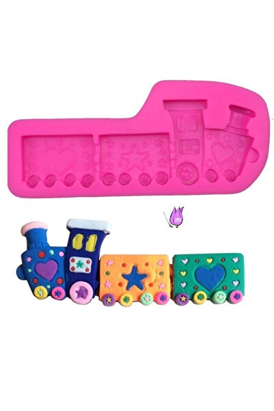 morlalem m Pano Süslemesi 12cm Vagonlu Tren Silikon Kalıp K-018, Taş Tozu Sabun Alçı Mum Kalıbı
