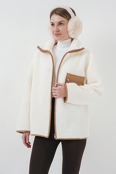 Bigdart 55446 Μπουφάν Camel Oversize Λούτρινο με φερμουάρ