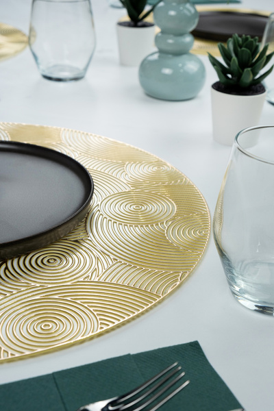 netteucuzluk 6-Piece Round Patterned Supla Runner - 38 cm American Service Home Tableware Kitchen Dining Decoration