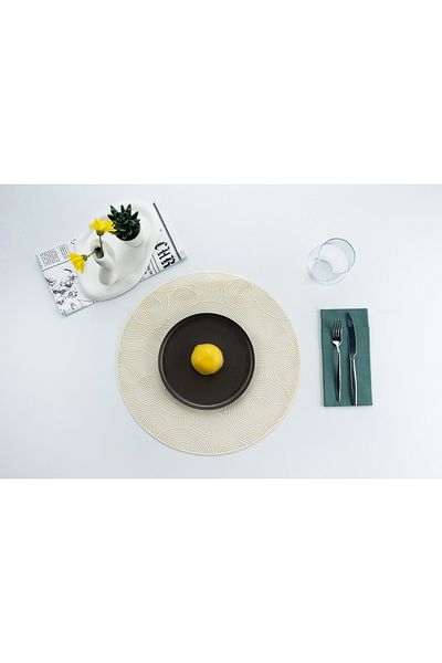 netteucuzluk Set of 4 Round Patterned Supla Runner - 38 cm American Service Home Tableware Dining Decoration