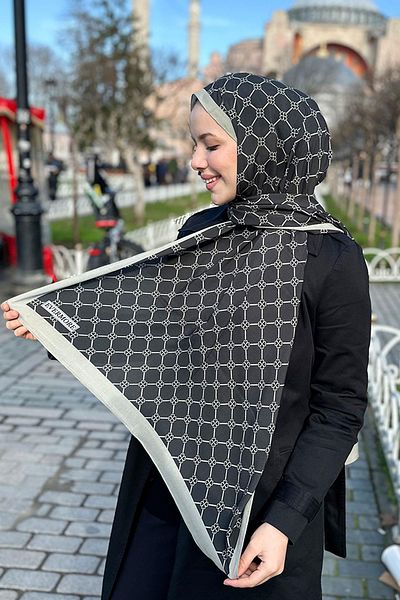 EVERMORE Şal Elegance - Model Trifoi - EM060-09 - Antracit, Vizon