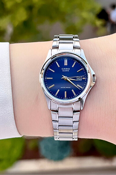 Casio Women's Wristwatch with Navy Blue Cord and Silver Color