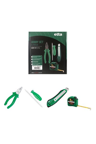 Genel Markalar Elta Hobby Set 4 Parça Opak Pense 160mm Maket Bıçağı Şerit Metre Tornavida