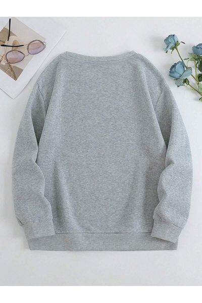 MODARİCH Winter Gray Oversize Sweatshirt - Crew Neck, Raster Design
