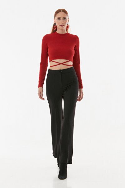 Fulla Moda Çimalı Wide Leg Kumaş Pantolon