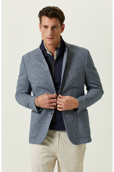 Network Mavi Örme Blazer Ceket