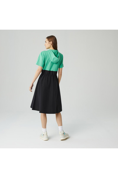 Lacoste Kadın Loose Fit Truvakar Kollu Kapüşonlu Fermuarlı Siyah Elbise