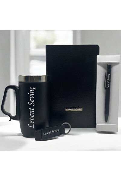 Halk Kitabevi Kişiye Özel Siyah Kalem-siyah Defter Termos Anahtarlık Hediyeli...