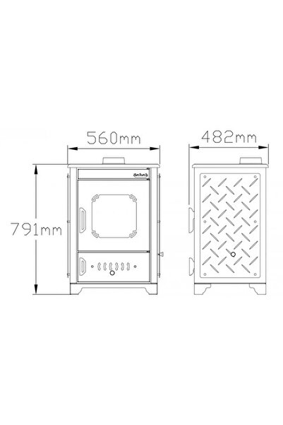 Sabah S101 Bordo Şömine Soba Odun Sobası Kömür Sobası Camlı Soba