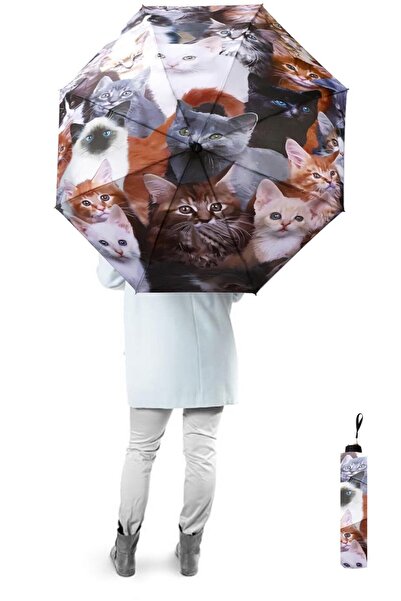 Marlux Yavru Kediler Yarasa Model 8 Telli Rüzgara Dayanıklı Manuel Şemsiye 38...