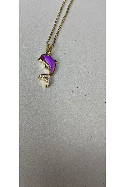 nss sky rock Zircon Stone Dolphin Tarnish Stainless Steel Necklace