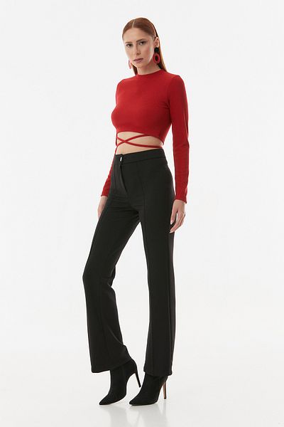 Fulla Moda Çimalı Wide Leg Fabric Trousers