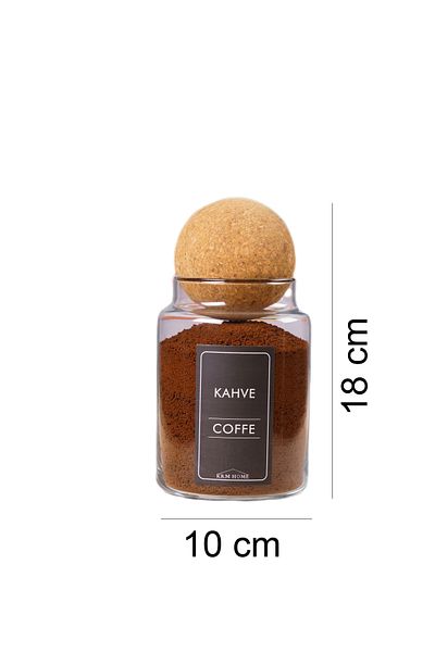 KRM HOME 800ml Glass Food Jar - 6-Piece Storage Set with Label and Cork Lid