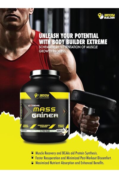 Body Builder Extreme Mass Gainer, Vanilla, 5 Lb, Ultimate Mass Gainer, Digestive Enzymes, CFM Technology