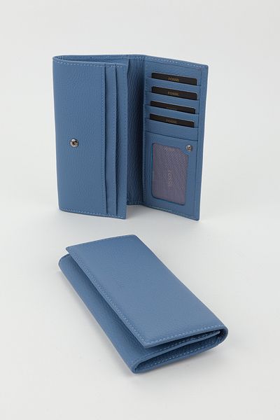 Fossil Boxed Genuine Leather Ice Blue Large Size Women's Hand Portfolio Card Holder Wallet