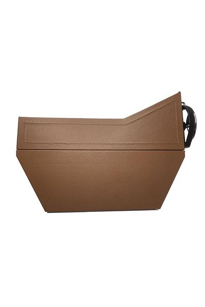 Techmaster Leather Covered Driver Seat Side Organizer Cup Holder Brown for Vehicle