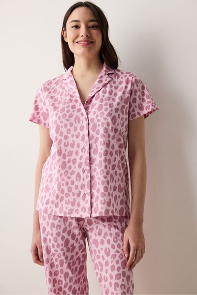 Penti Rosa Pyjama-Set mit Leopardenhemd und Hose