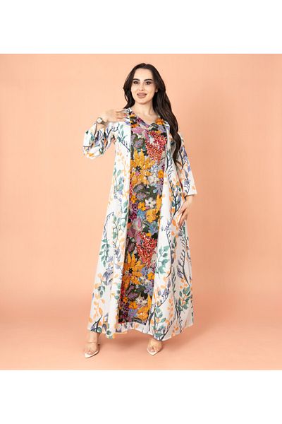 IKKXA Embroidery Applique Wide Cut Jalabiya