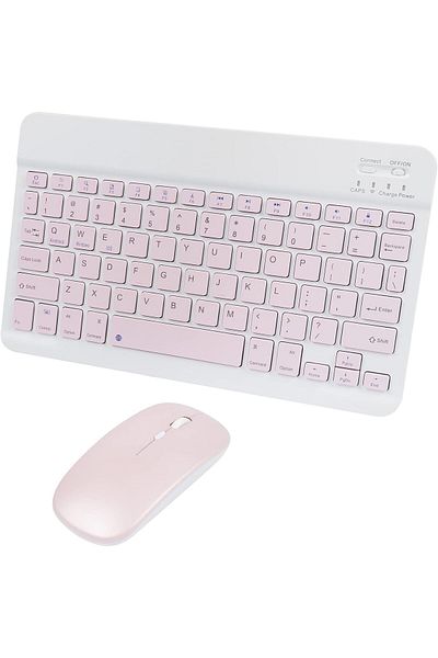 AWH Bluetooth Wireless Keyboard & Mouse Combo, Ultra-Slim Rechargeable Set  (Pink)