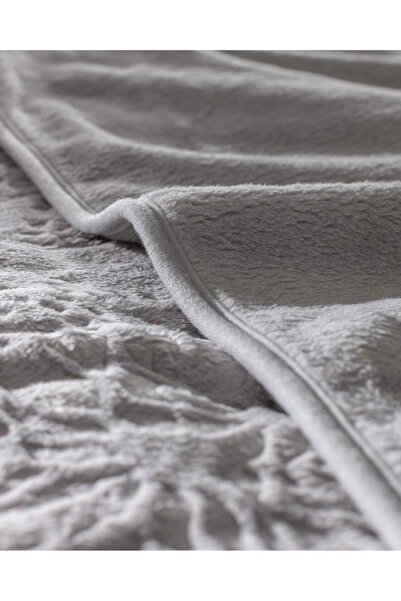 Madame Coco Rochelle Vizon Emboss Çift Kişilik Battaniye - Gri