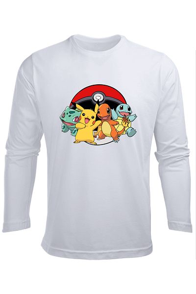 Efendioğlu Design TRIUC PENTRU COPII CU MÂNECĂ LUNGĂ POKE BALL PERSONAJE POKEMON IMPRIMATE