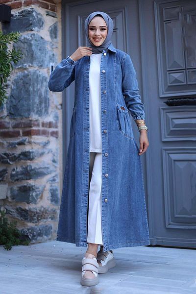 giyze Șapcă din denim cu nasturi în față albastru 7929