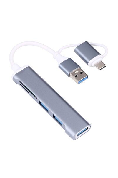 Techmaster Type-c Usb 3.0 Sd Tf Kart Okuyucu 3x Usb 3.0 Hub Çevirici A807