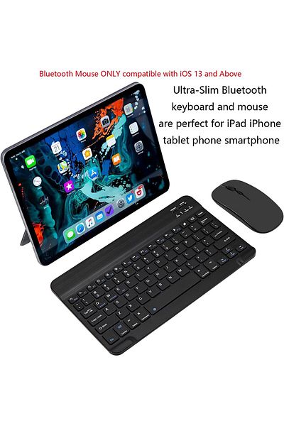 AWH Ultra-Slim Bluetooth Keyboard  Mouse Combo, Rechargeable Wireless IOS, Android & Windows (Black)