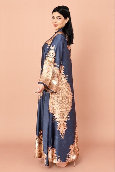 IKKXA Mandarin Collar Printed Jalabiya
