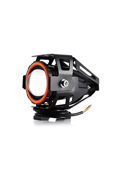 Techmaster Red Motorcycle Fog Light Cree U7 Led Angel Lens Caged 1 Piece