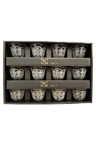 AR HOME 12 Pcs Handmade Glass Arabic Cawa Cup Set