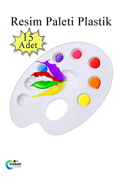 everart Resim Paleti Plastik 15 Adet Godeli Ressam Paleti Boyama Paleti Akril...