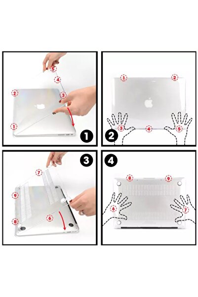 Techmaster Macbook Air M2 M3 M4 13.6 A2681 A3113 A3240 Uyumlu Kılıf Kristal Şeffaf Kapak Kılıf Koruma