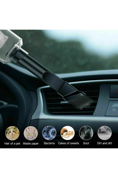 Techmaster Mini Kablosuz Şarjlı Ev Araç Süpürgesi Süper Güçlü Emiş Siyah