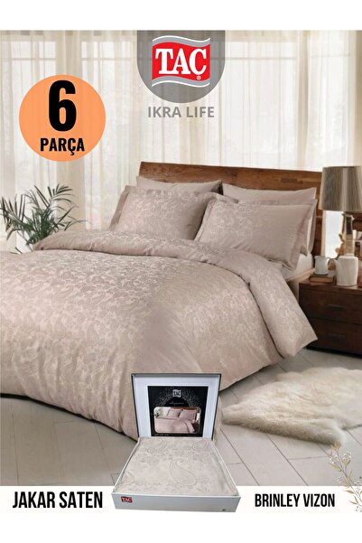 Taç BRINLEY VIZON Elegance jakar Saten Cift kişilik Nevresim Takımı