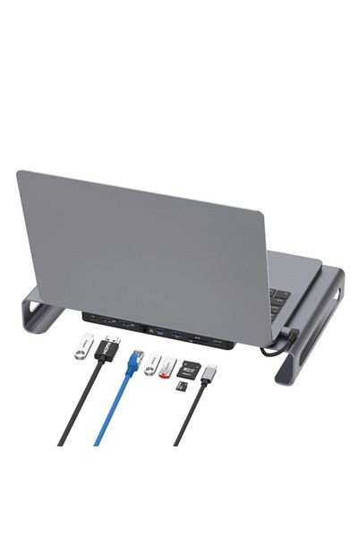 Techmaster حامل الكمبيوتر المحمول Onten 9in1 Macbook Type-c
