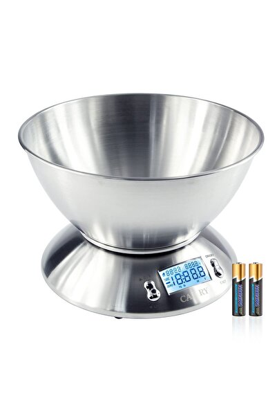 CAMRY ميزان مطبخ رقمي لقياس وزن الطعام 5 كجم، مع وعاء خلط سعة 2.15 لتر، ودرجة حرارة الغرفة ومؤقت