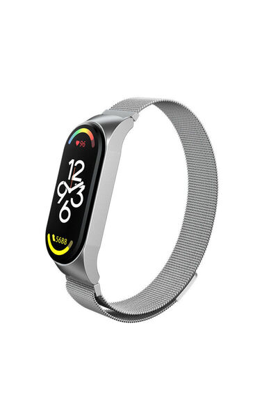 Techmaster Xiaomi Mi Band 7 Uyumlu Metal Hasır Manyetik Kordon Kayış