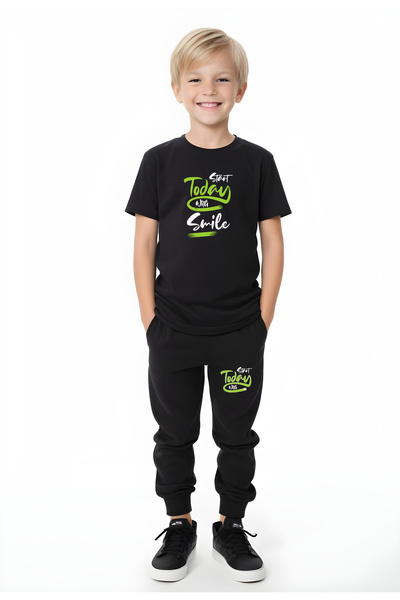 YA KO KİDS Set de sus și de jos cu mânecă scurtă pentru băiat cu imprimeu Today