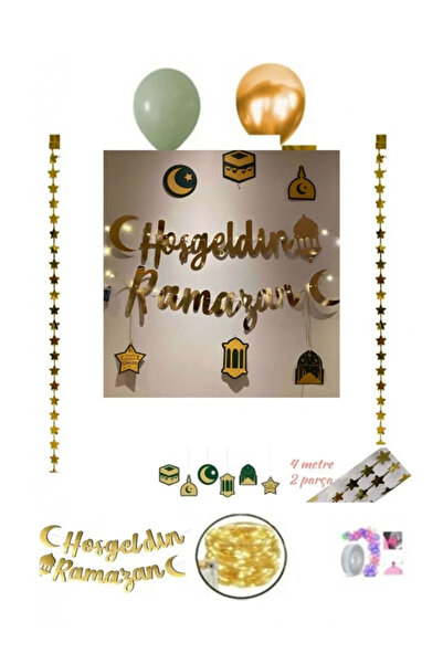Hayaller Dükkanı Hoşgeldin Ramazan Süsleme Seti Led Işılı 10 balonlu Işıklı R...