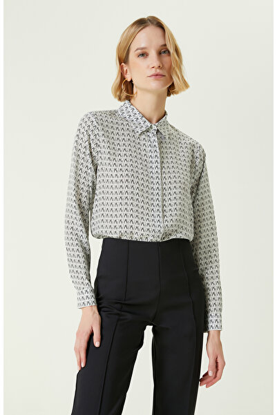 Network Ekru Desenli Ipek Gömlek