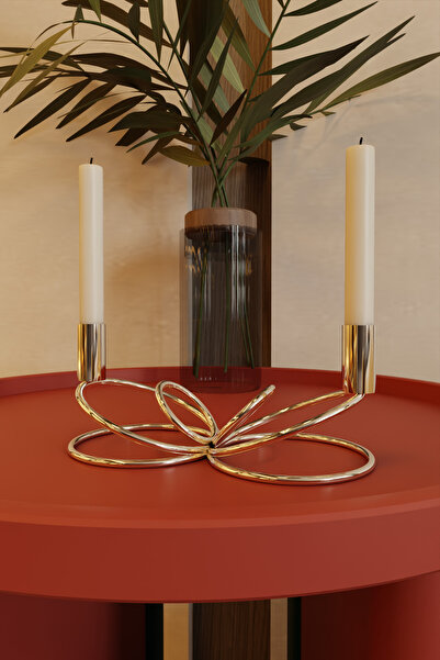 mba decor metal bending art Şimal Model Modern Gümüş Silver Şamdan - Paslanma...