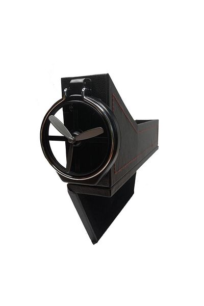Techmaster Leather Covered Driver Seat Side Organizer Cup Holder Black for Vehicle