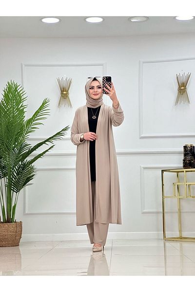 VALENS BOUTİQUE Γυναικείο Hijab 3 Κοστούμι Ζακέτα & Παντελόνι & Κοντομάνικο Εσωρούχο